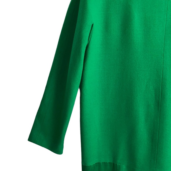 90s Magali Collection Kelly Green Wool Satin Long Sleeve Sheath Dress 10 EPC - Picture 4 of 6
